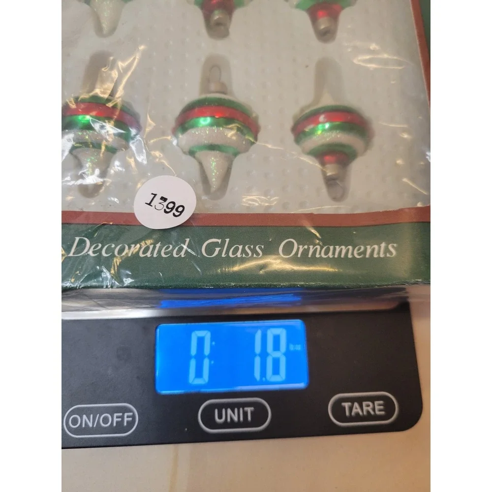 Vintage Bradford Novelty Christmas Trimmeries Glass Ornaments Red Green Set of 6